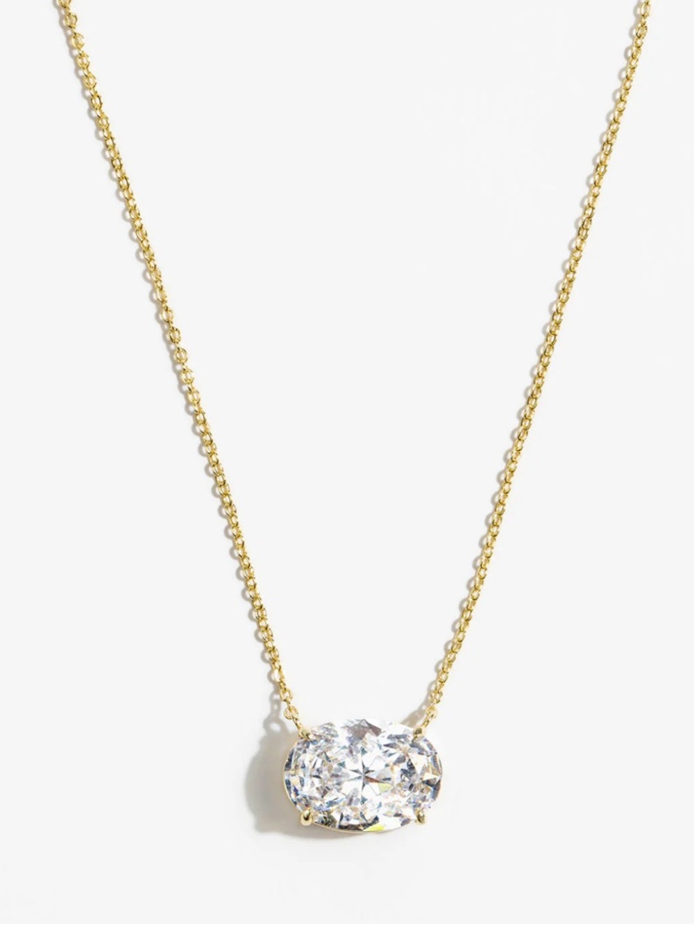 Melinda Maria hello gorgeous Gold Necklace with Clear Oval Crystal Pendant